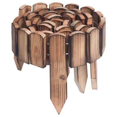 Produktbild von Woodygift Holz Palisade Rasenkante Beeteinfassung 10x200 cm Gartenzaun Beetumrandung Rollborder Kiefer geflämmt