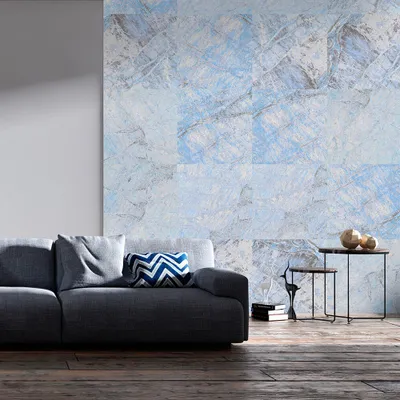 Produktbild von PURO TAPETE - Realistische Tapete ohne Rapport und Versatz 10m Vlies Tapetenrolle Wandtapete modern design Fototapete – Marmor Steinoptik Mosaik blau f-A-0390-j-d
