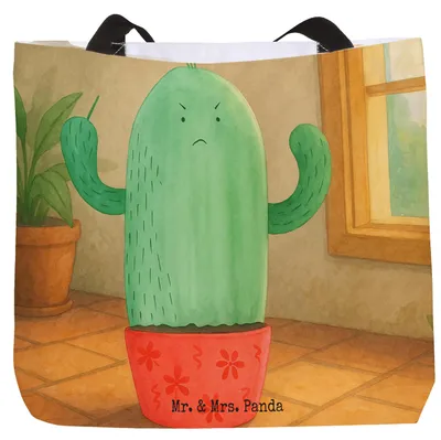 Produktbild von Mr. & Mrs. Panda Strandtasche Kaktus Wut Design - Weiß - Geschenk, Kollegin, Reisetasche, studententasche, Chefin, Tasche, Kakteen, Tote Bag, Büro, Kollege, Beutel