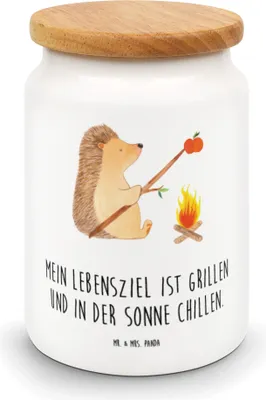 Produktbild von Mr. & Mrs. Panda behälter Igel Grillen - Weiß - Geschenk, Vorratsbehälter, Keksdose, zuckerdose, Vorratsdose, Motivation, Dose, Ziele, Arbeitslos, Lustige Sprüche, Spruch