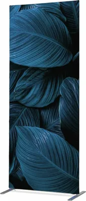 Produktbild von Showdown Textil Raumteiler Deko - 100-200 Botanische Blätter - Blau - Schwarzer Rahmen