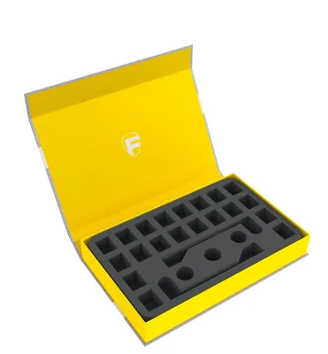 Produktbild von Gelbe Magnetbox mit Schaumstoffeinlage für Subbuteo-Teams