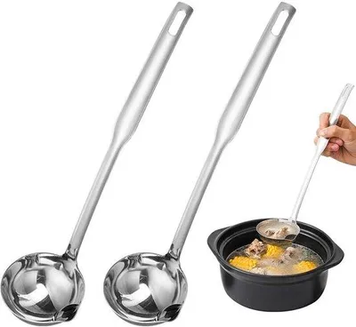 Productafbeelding van Multifunctionele snijlepel, 32 cm - RVS - Vetverwijderaar - Soeplepel - Gezondheidsbevorderende lepel - Oliefilterlepel