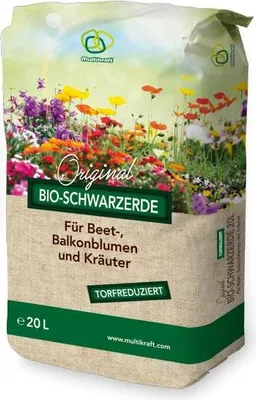 Produktbild von Multikraft Bio Schwarzerde für Beet-, Balkonblumen und Kräuter 20 L mit Terra Preta-Technologie und Effektiven Mikroorganismen