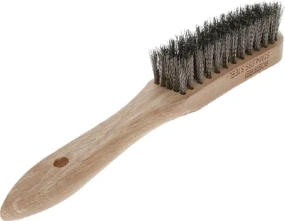 Image de Osborn brosse métallique 5 rangées, brosse métallique manuelle avec manche en bois, fil d'acier inoxydable droit