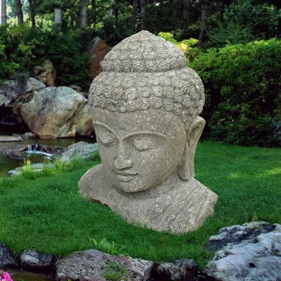 Zdjęcie produktu dla Naturalne kamienne popiersie Buddy Mau 100 x 50 x 88 cm