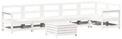 Imagen del producto de vidaXL Juego de jardín de 7 piezas, sofá, color blanco, madera maciza de pino