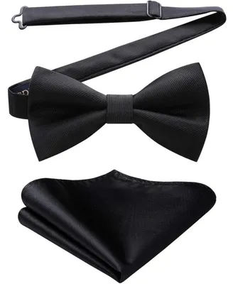 Immagine prodotto di Fascia da cravatta con fazzoletto da taschino, da uomo, pre-legata, colore nero, in poliestere e seta