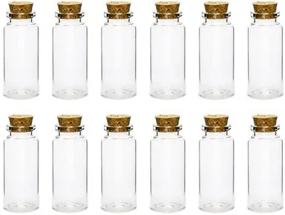 Productafbeelding van Set van 12 glazen flessen met kurk (35 ml)