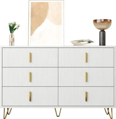 Immagine prodotto di Sweiko Elegante credenza dal design moderno, con cassettiera e ampio spazio di archiviazione, maniglie dorate
