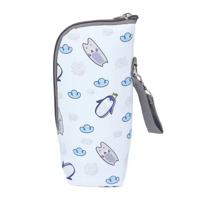 Produktbild von Flaschenwärmertasche, süßer, isolierter, tragbarer Babyflaschenwärmer mit Reißverschluss, Baby-Notwendigkeit, Pinguin-Muster