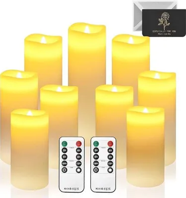 Image de Lumière LED en forme de bougie, lot de 9 pièces, étanche, avec télécommande et piles