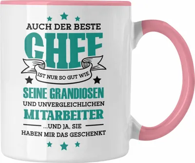 Produktbild von Trendation - Tasse Geschenk für Chef von Mitarbeitern Spruch Kaffeetasse (Rosa)