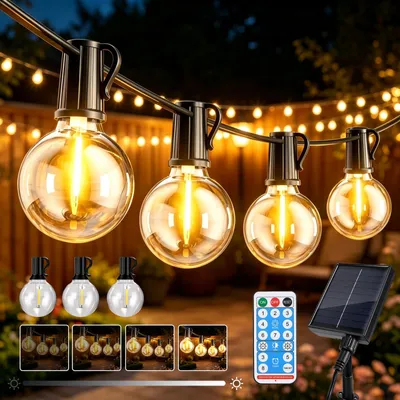 Solar-Lichtschnur für außen, 26 warmweiße LEDs, 8 m, IP65