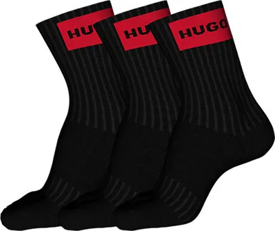 Produktbild von HUGO 3er-Pack Viertelsocken mit Label, Schwarz One Size