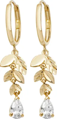 Produktbild von Wunderschöne 9 Karat (375) Gold Damen - Paar Ohrringe mit Zirkonia - 36mm*8mm; TRS20253