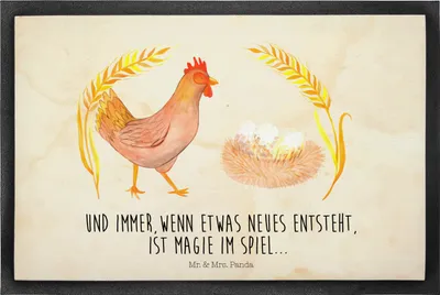 Produktbild von Mr. & Mrs. Panda Schmutzfangmatte Huhn Stolz 40 x 60 cm - Vintage - Geschenk, Spruch, Bodenvorleger, Eingangsmatte, fußmatte, Fussmatte, Eier, Bauernhof, Hof, Motivation
