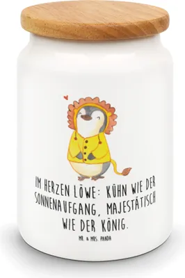 Produktbild von Mr. & Mrs. Panda aufbewahrungsbehälter Löwe Astrologie - Weiß - Geschenk, Sternzeichen, behälter, Tierkreiszeichen, Vorratsdose, Dose, Teedose, Keksdose