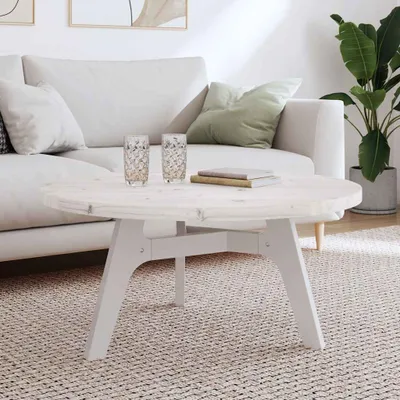 Produktbild von vidaXL Tischplatte Rund Weiß Ø90x3 cm Massivholz Kiefer
