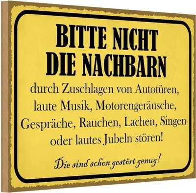Produktbild von vianmo Holzschild 12x18 cm bitte nicht die Nachbarn stören