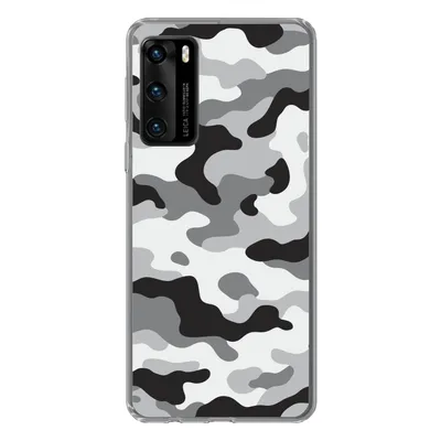 Produktbild von MuchoWow® Handyhülle Schutzhülle Hülle für Huawei P40 Schwarz-weißes Camouflage-Muster Silikon Softcase Handy Hülle - Handytasche