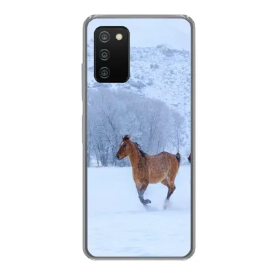 Produktbild von MuchoWow® Handyhülle Schutzhülle Hülle für Samsung Galaxy A03s Pferde - Schnee - Winter Silikon Softcase Handy Hülle - Schutz