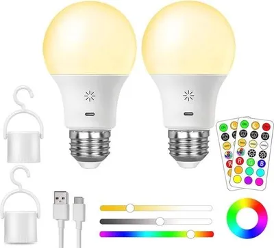 Immagine prodotto di Lampadina RGB ricaricabile con telecomando – lampadina LED dimmerabile con funzione timer