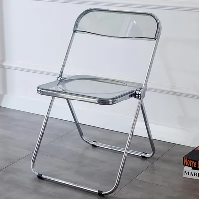Produktbild von Acryl-Klappstuhl,Transparent Esszimmerstühle,Stapelbar,Wohnzimmersitz für Zuhause Grau