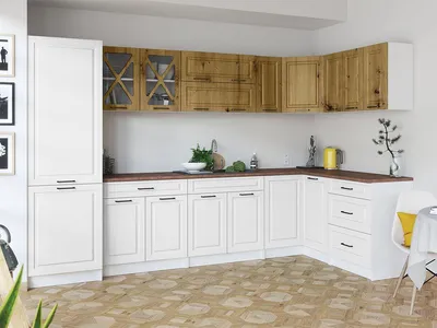 Obrázek produktu pro Rohová kuchyňská linka SINGRID - Dub artisan + bílá