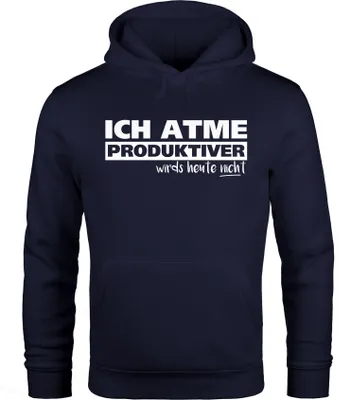 Produktbild von Herren Hoodie mit Spruch Ich atme produktiver wird`s heute nicht Moonworks® navy XL