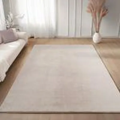 Produktbild von Carpettex Teppich Kurzflor, Einfarbig, Waschbar, Rutschfest, Für Wohnzimmer, Schlafzimmer,Kinderzimmer, Größe: 240 x 340 cm, Farbe: Creme