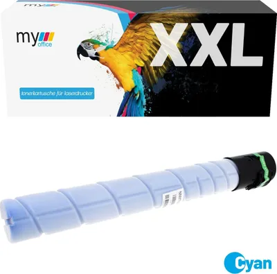 A toner cartridge and its packaging are shown against a white background.