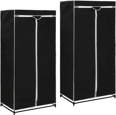 Produktbild von Kleiderschrank | Opbelegeschrank | Garderobeschrank 75x50x160 cm schwarz