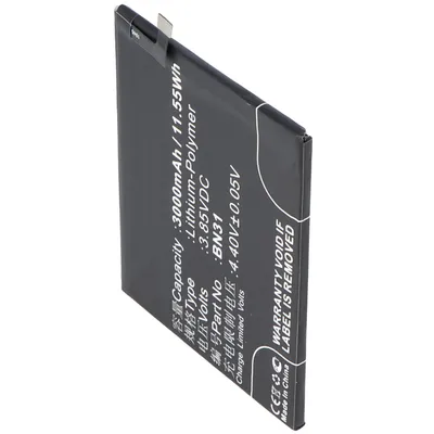 Produktbild von Akku passend für Xiaomi Redmi Note 5A, Li-Polymer, 3,85V, 3000mAh, 11,6Wh, built-in, ohne Werkzeug
