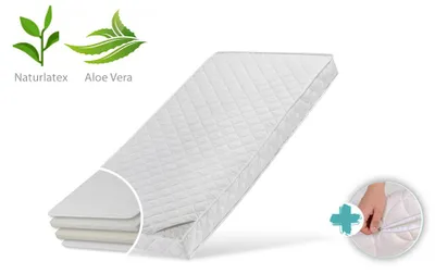 Image de Matelas enfant 80x160 cm LATEX ROYAL avec housse aloe vera et deux degrés de fermeté, 10 cm d'épaisseur, Matelas enfant 80x160 Matelas pour lit enfant