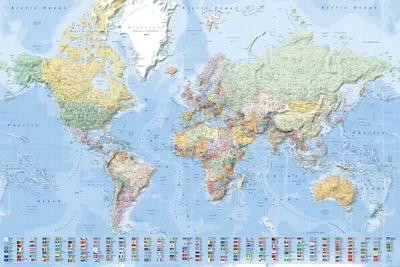 Image de Cartes géographiques - Carte du monde en anglais World Map - Poster impression 1:45 millions, 91,5x61cm