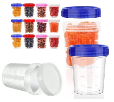 Produktbild von TRANKIELO® - 12 kleine Aufbewahrungsboxen mit Deckel - BPA-frei, lebensmittelecht, stapelbar, 120 ml, für Saucen und Gewürze