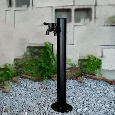 Productafbeelding van Tuinwaterkolom - Buitenfontein Waterkraan - Tuin Irrigatie - Vorstvrij Roestvrij Staal - 60 cm - Zilver