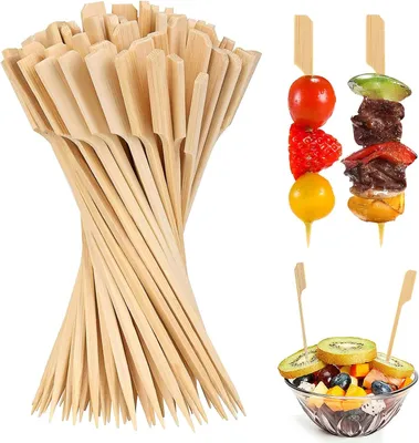 Produktbild von Spieße aus Bambusholz - 100 Stück - Bambus-Paddel - Lange Zahnstocher für Spieße - Cocktailspieße - Fingerfood - Spieße für das Grillen - Cocktails
