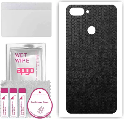 Produktbild von apgo Rückseite Schutzfolie, Skin, kompatibel mit Asus Zenfone Max Plus (M1) ZB570TL, Hinten Displayschutzfolie aus Vinylfolie, kratzfest, einfache Montage - Schwarze Honigwabe