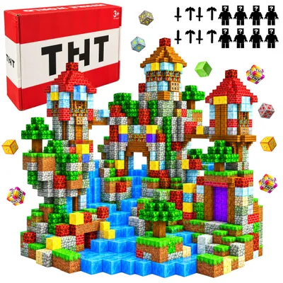 Obrázok produktu pre Magnetické Kocky Mtoys Pixel World 200 Ks 3D Konštrukčné + 3 Figúrky