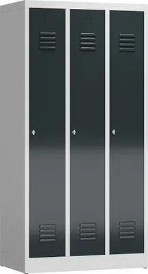 Produktbild von 3er Spind Spindschrank Kleiderspind 3 Abteile 180x90x50cm lichtgrau/anthrazitgrau X-510138
