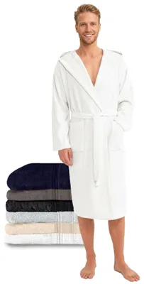 Produktbild von Twinzen - Bademantel Herren 100% Baumwolle Weiß, S