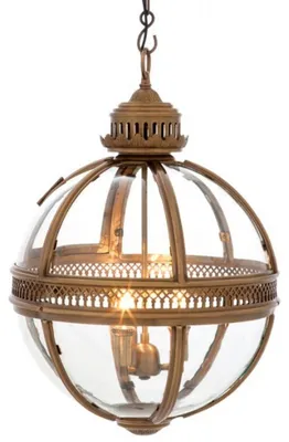 Image de Casa Padrino Baroque Lampe à suspendre laiton antique Design boule diamètre 43 cm, hauteur 63 cm - Baroque Château Lampe Lanterne