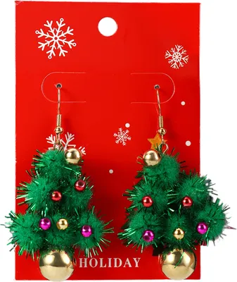 Produktbild von 1 Paar Weihnachtsohrringe für Damen, Weihnachtsbaum, Elch, Weihnachtsglocke, Strass-Dekor, Creolen, Neujahrsparty, Hängeohrringe, Damenschmuck