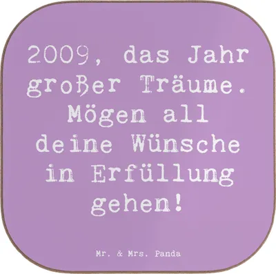 Produktbild von Mr. & Mrs. Panda Untersetzer Glas Spruch 2009 Geburtstag - Lavendeltraum - Geschenk, Design, Geburtstagsgeschenk, Alter, Jahrestag, 14., Jahrgang, gläseruntersetzer