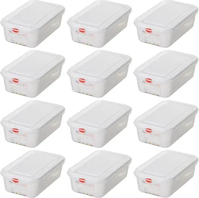Produktbild von 12 GN-Behälter / Gastronormbehälter, GN1/4 LxBxH 265x162x100 mm, 2,8 Liter