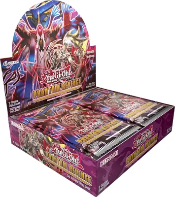 A display box of Yu-Gi-Oh! TCG Phantom Revenge booster packs.