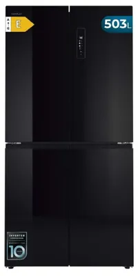 Image de Cecotec Réfrigérateur 4 Portes Verre Noir Total No Frost Bolero CoolMarket 4D 503 Black Glass E, 503 Litres, Hauteur 177