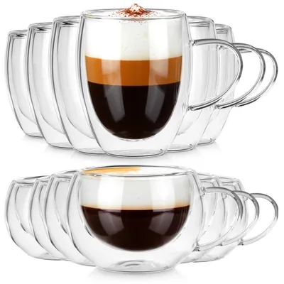 Zdjęcie produktu dla Vilde | Szklanki termiczne 12 szt. - 280/320 ml - z uchem - Podwójna ścianka
